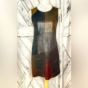 Bailey 44 Leather Color Block Sleeveless Dress S
